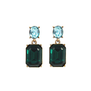 Last True Angel Emerald Green & Blue Crystal Stud Earrings