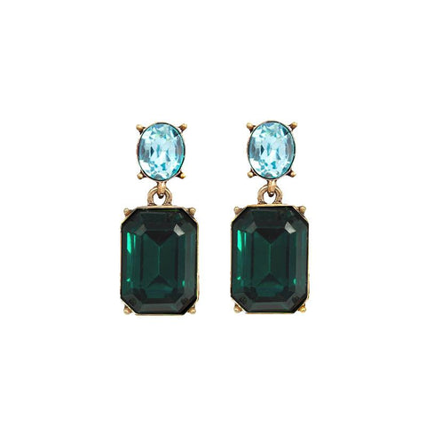 Last True Angel Emerald Green & Blue Crystal Stud Earrings