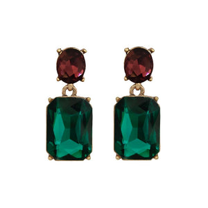 Last True Angel Emerald Green & Burgundy Stud Earrings
