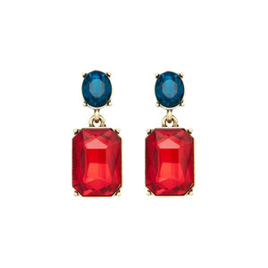 Last True Angel Red & Blue Crystal Stud Earrings