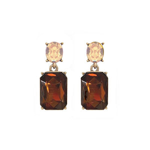Last True Angel Chestnut Brown & Amber Crystal Stud Earrings
