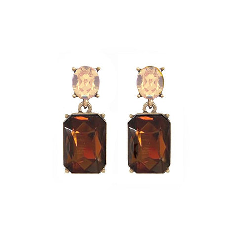 Last True Angel Chestnut Brown & Amber Crystal Stud Earrings
