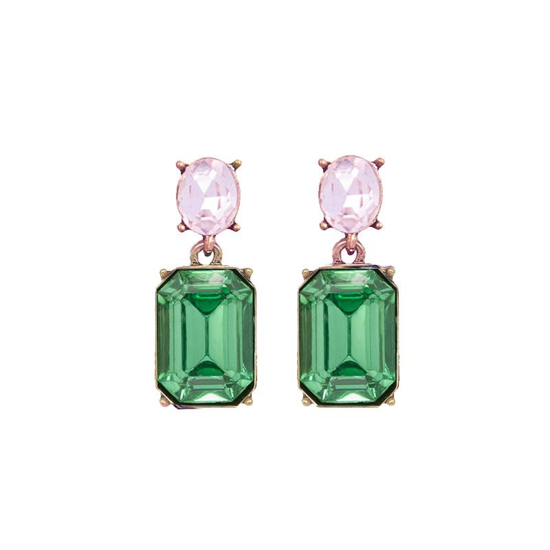 Last True Angel Deep Green & Pink Crystal Earrings