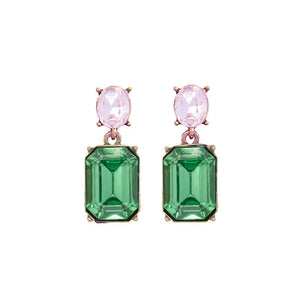 Last True Angel Deep Green & Pink Crystal Earrings