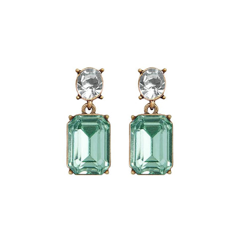 Last True Angel Mint Green & Clear Crystal Stud Earrings