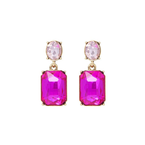 Last True Angel Fuchsia Pink & Pale Pink Crystal Stud Earrings