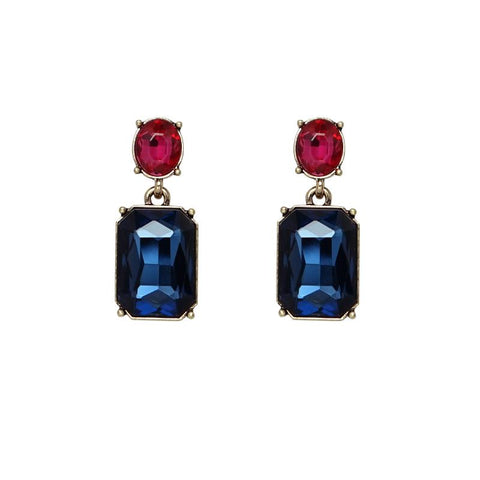 Last True Angel Navy & Pink Crystal Stud Earrings