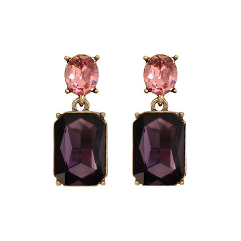 Last True Angel Purple & Pink Crystal Stud Earrings