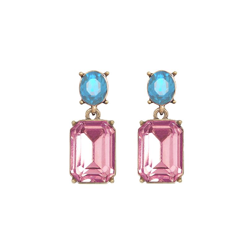 Last True Angel Pink & Turquoise Crystal Stud Earrings