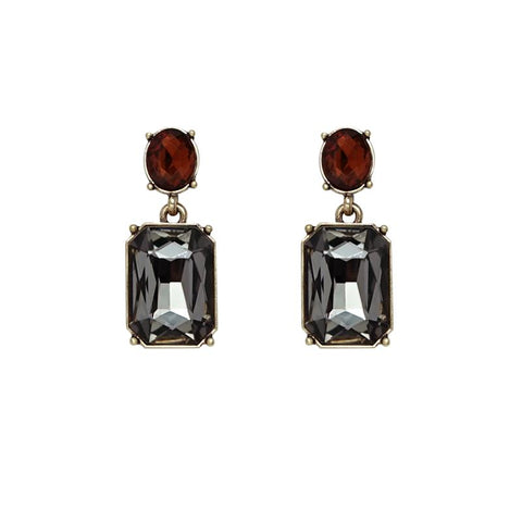 Last True Angel Bestselling Slate Grey & Chestnut Brown Crystal Stud Earrings