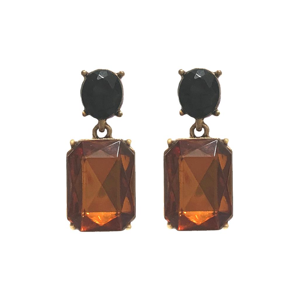 Last True Angel Bestselling Chestnut Brown & Black Crystal Stud Earrings