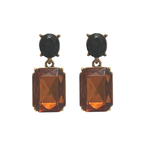 Last True Angel Bestselling Chestnut Brown & Black Crystal Stud Earrings