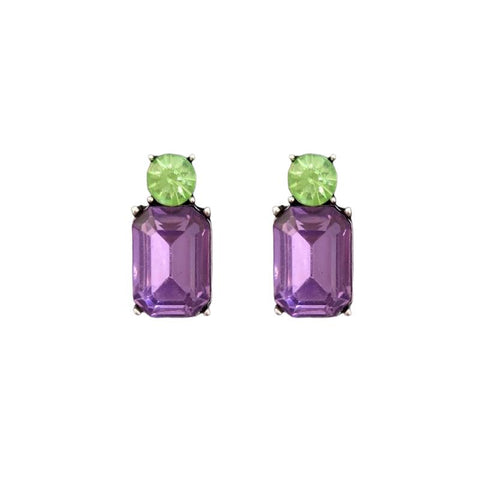 Last True Angel Lilac & Lime Green Crystal Stud Earrings