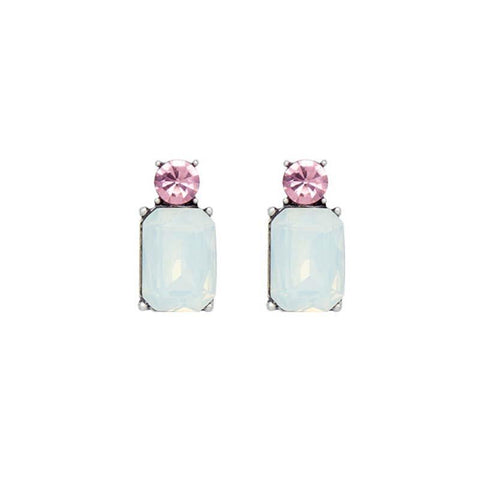 Last True Angel Mini White Opal & Light Pink Crystal Stud Earrings
