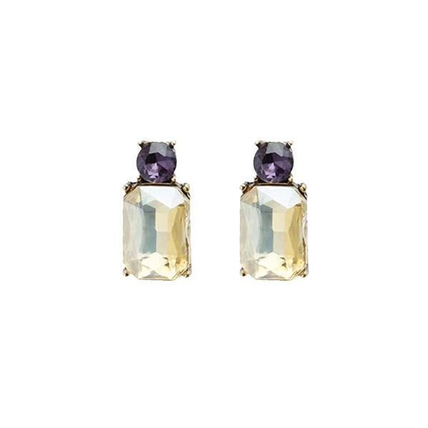 Last True Angel Mini Antique Gold & Purple Crystal Stud Earrings
