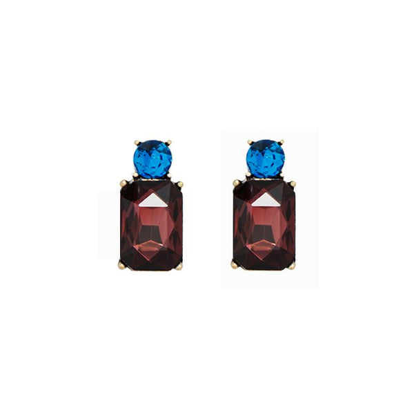 Last True Angel Mini  Burgundy & Turquoise Cyrstal Stud Earrings