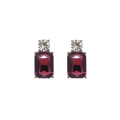 Last True Angel Mini Burgundy & Clear Crystal Stud Earrings