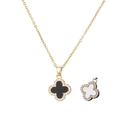 Last True Angel Mother Of Pearl Reversible  Clover Necklace