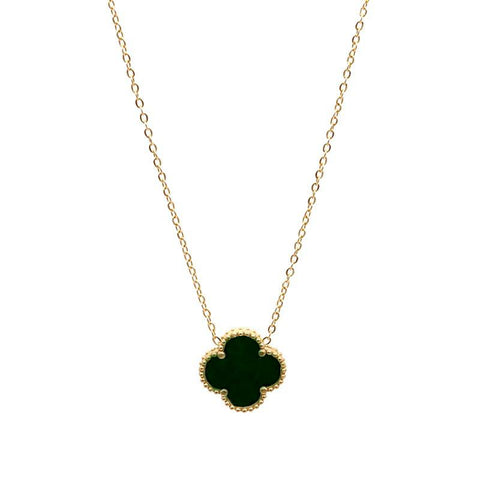 Last True Angel, Black Double Sided Clover Necklace