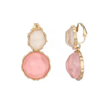 Belle Jewellery Pink & Ivory Resin Statement Clip On Earrings