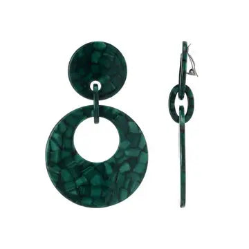 Belle Jewellery Green Resin Clip On Statement Earrings