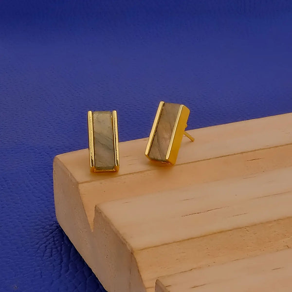 El Joyero Hand Made Labradorite, February Birthstone Bar Stud Earrings