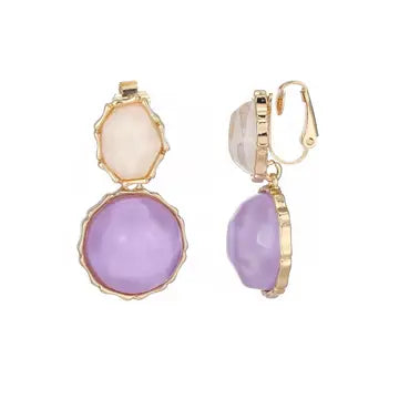 Belle Jewellery Lilac Purple & Ivory Resin Statement Clip On Earrings