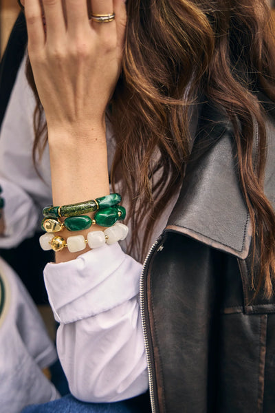 Eclat Paris Marbled Amber Brown Stretch Bracelet