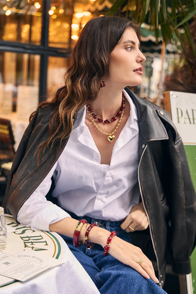 Eclat Paris Burgundy Resin Stretch Bracelet