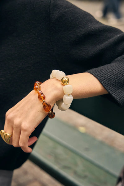 Eclat Paris Amber Brown Resin Stretch Bracelet