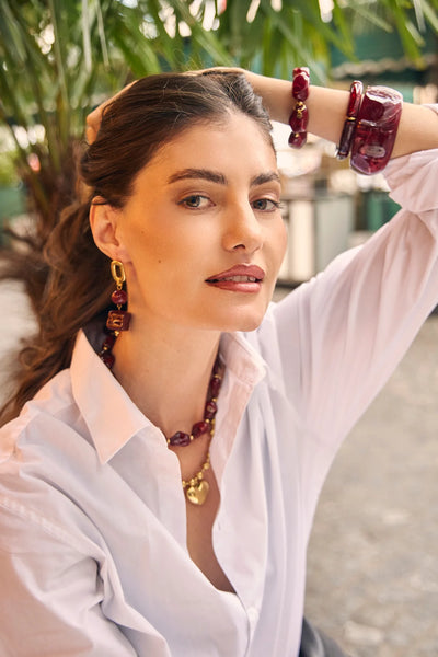 Eclat Paris Burgundy Resin Statement Necklace