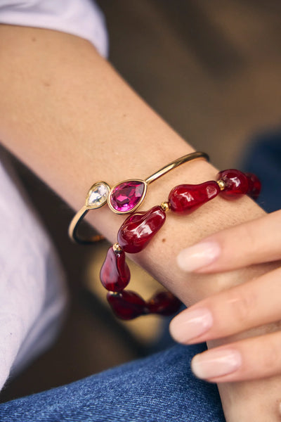 Eclat Paris Burgundy Resin Stretch Bracelet
