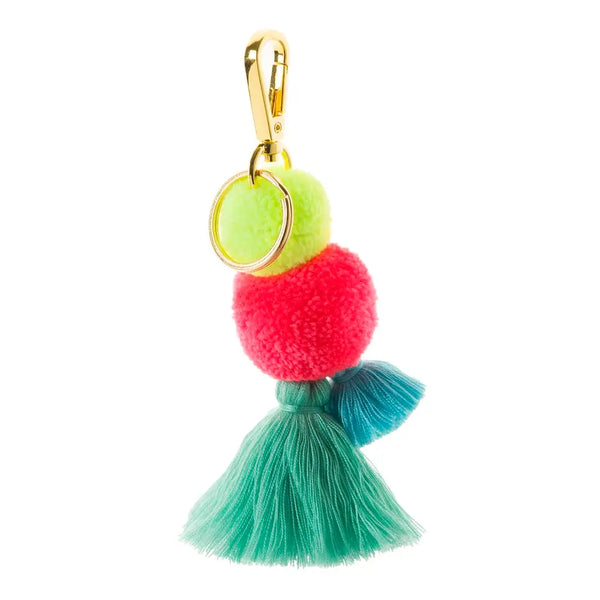 Pom Pom Galore, Pink & Lime Pom Pom Tassel Keyring, Bag Charm