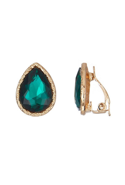 Belle Jewellery Green Crystal Teardrop Statement Clip On Earrings