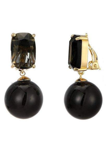 Belle Jewellery Black Crystal Statement Clip On Earrings