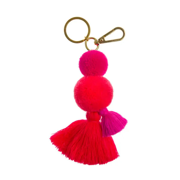 Pom Pom Galore Flamingo Pinks Keyring, Bag Charm