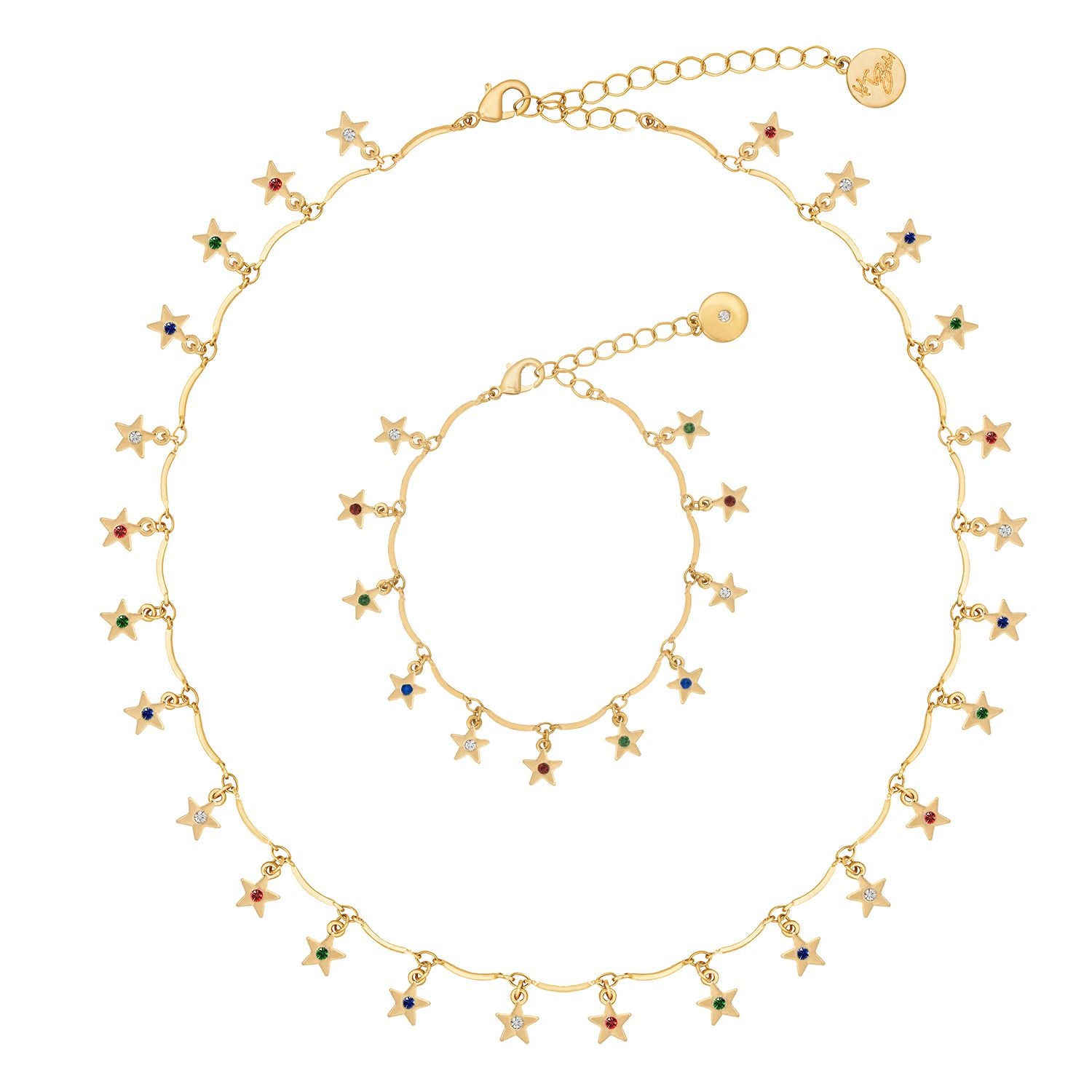 Bibi Bijoux Gold Dancing Stars Necklace and Bracelet Set