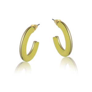 Big Metal Daphne Yellow Two Tone Enamelled Small Hoop Earrings