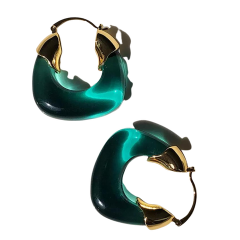 Piccadilly Lily Green Resin Statement Earrings