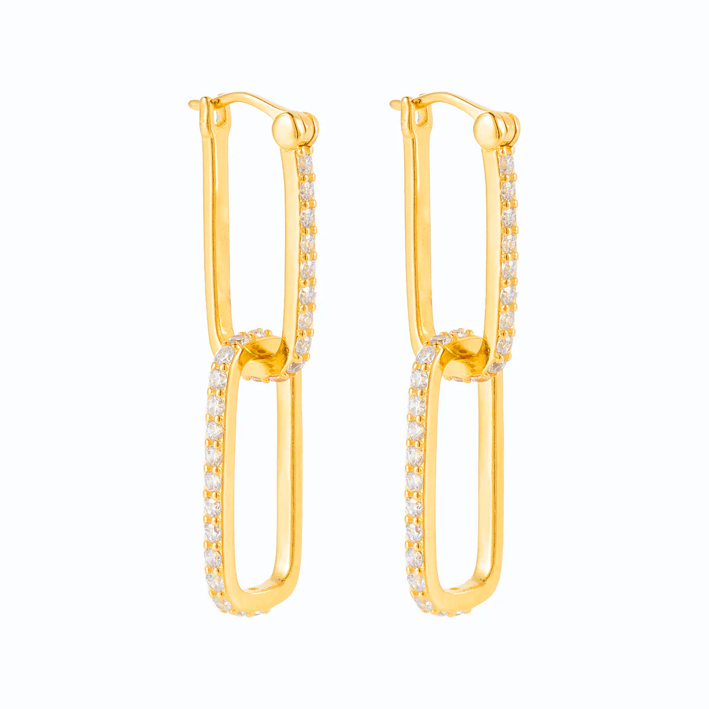 Piccadilly Lily Gold Double Crystal Hoop Huggie Earrings