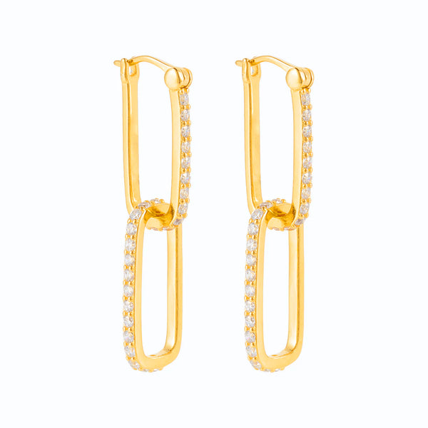 Piccadilly Lily Gold Double Crystal Hoop Huggie Earrings