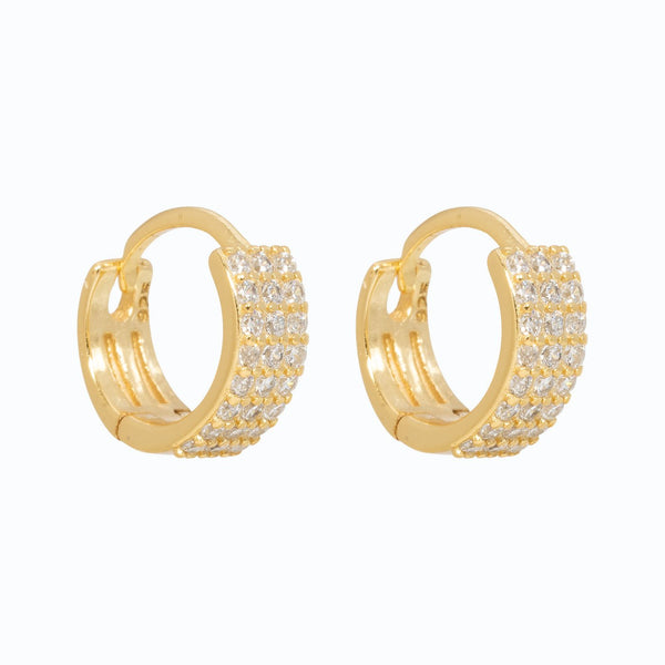 Piccadilly Lily Gold Crystal Studded Huggie Hoop Earrings