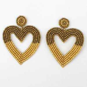 My Doris Gold Two Tone Heart Beaded Earrings