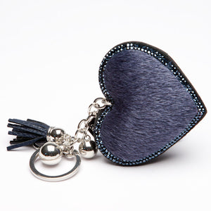 Eliza Gracious Navy 'fur' keyring, handbag charm