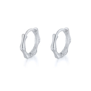 Piccadilly Lily Sterling Silver Bamboo Huggie Earrings