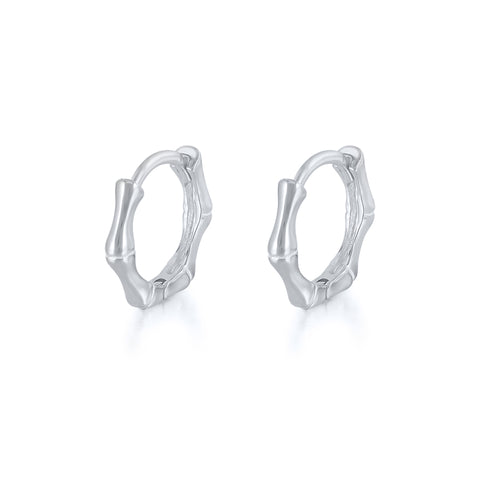 Piccadilly Lily Sterling Silver Bamboo Huggie Earrings