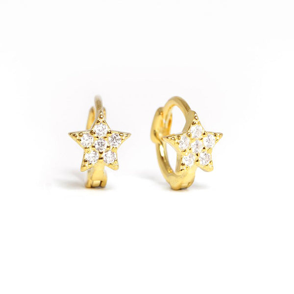Piccadilly Lily Gold, 6mm Star Huggie Earrings