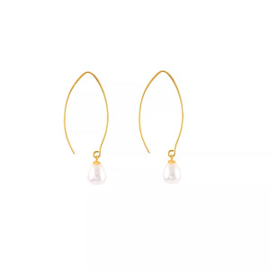 Piccadilly Lily Gold Pearl Drop Earrings