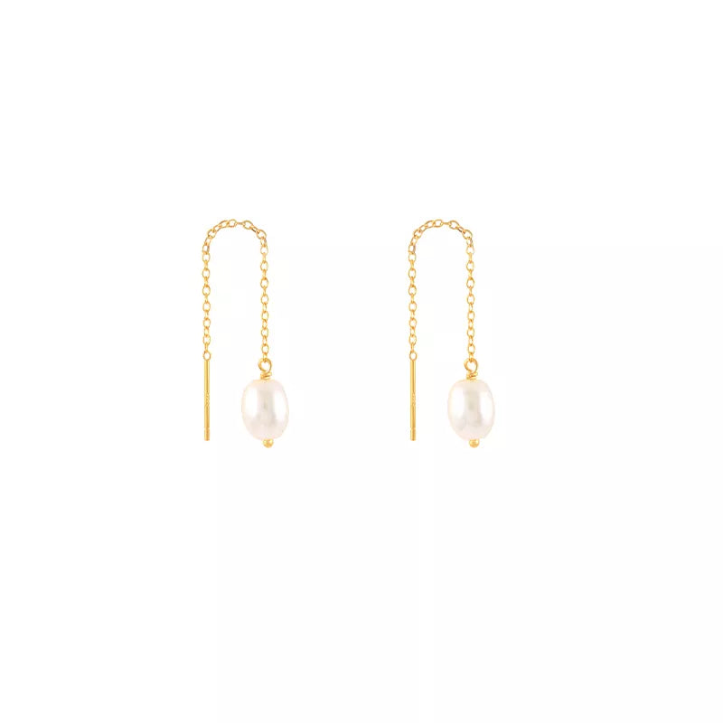 Piccadilly Lily, Gold Plated Drop Pearl Earrings