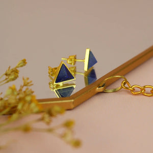 My Doris Lapis Triangle Studs